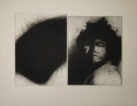 版画 Roth - Doppelporträt oder Stirnspalt