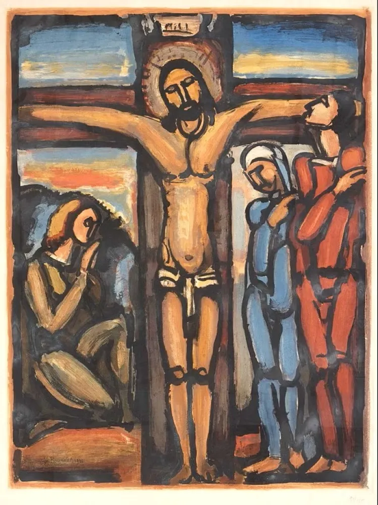 蚀刻飞尘法 Rouault - Christ en Croix
