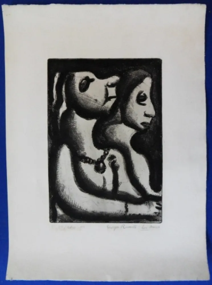 版画 Rouault - Deux femmes