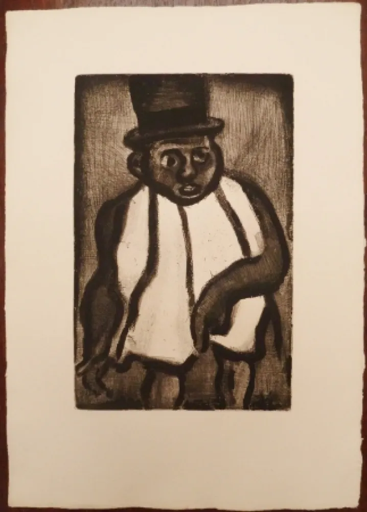 版画 Rouault - L'homme à l'écharpe