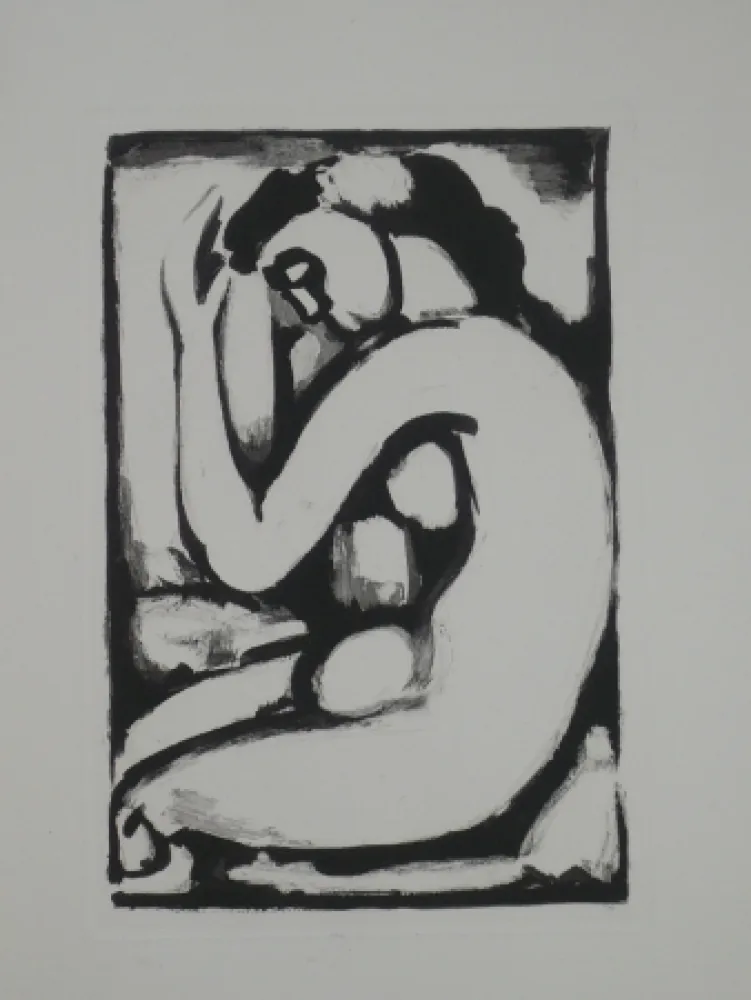 飞尘腐蚀法 Rouault - Nu en berceau