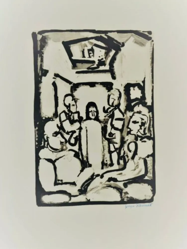 蚀刻飞尘法 Rouault - Passion W.345 Christ Et Les Exegetes