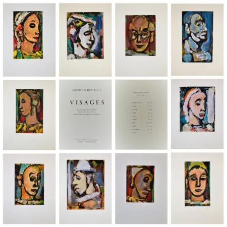 石版画 Rouault - Visages Portfolio