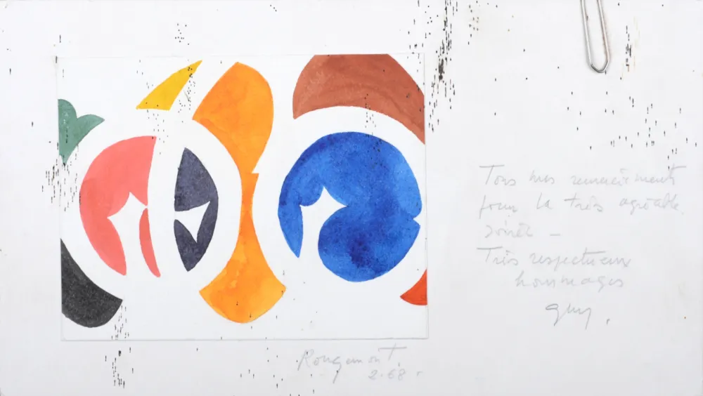 无技术 Rougemont (De) - Greeting card, 1968 - Hand-signed