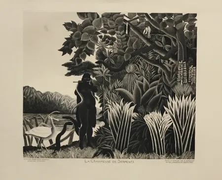 蚀刻飞尘法 Rousseau - La Charmeuse de Serpents (Black and White)