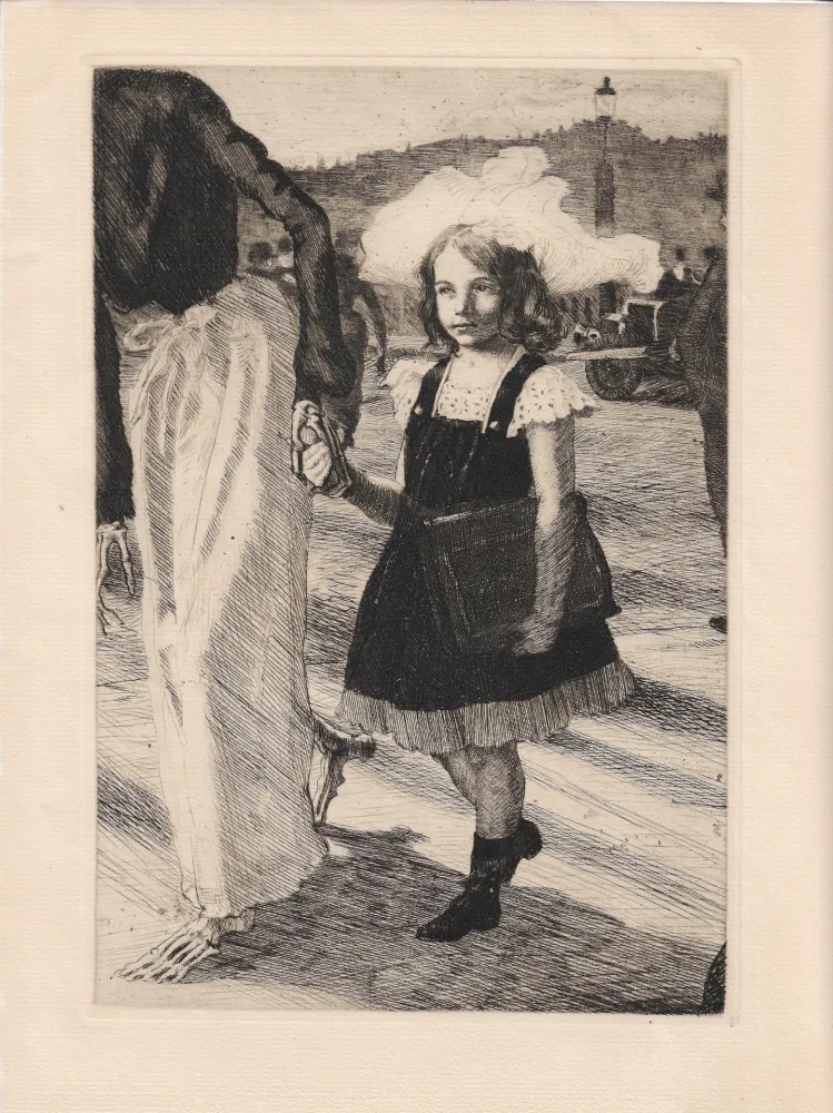 版画 Roux - L'enfant et la mort