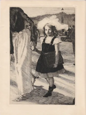 版画 Roux - L'enfant et la mort