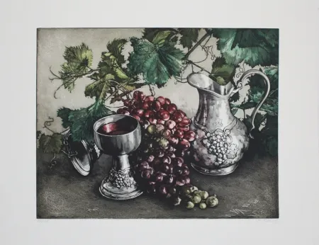 蚀刻飞尘法 Rusch - Stilleben mit Wein / Still Life with Wine
