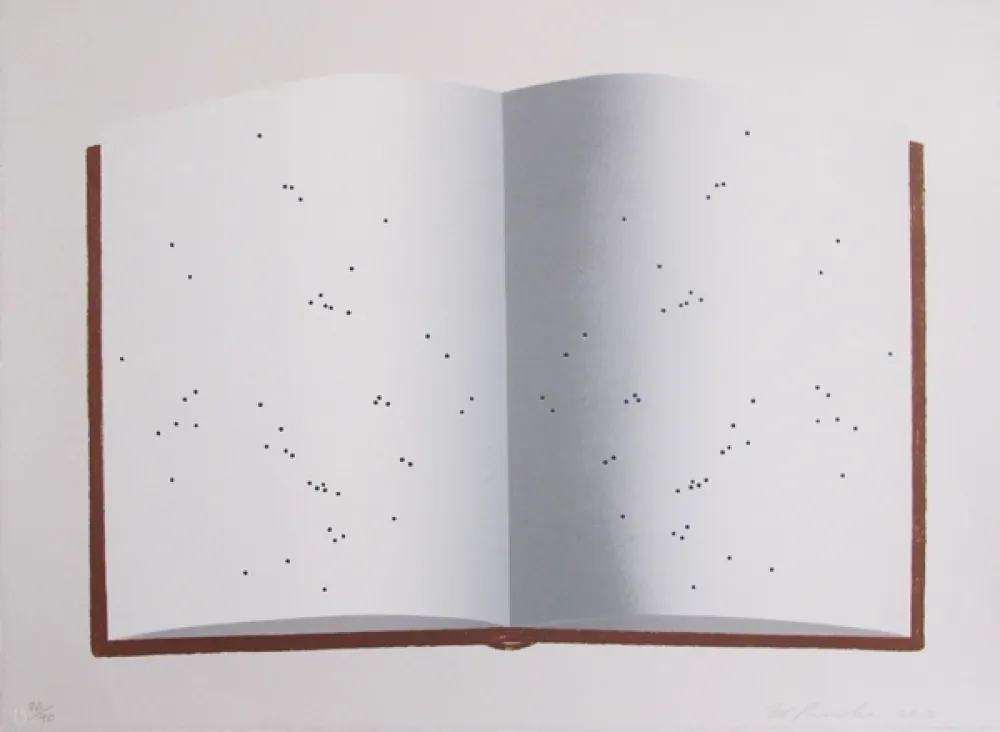 石版画 Ruscha - Open Book With Wormholes