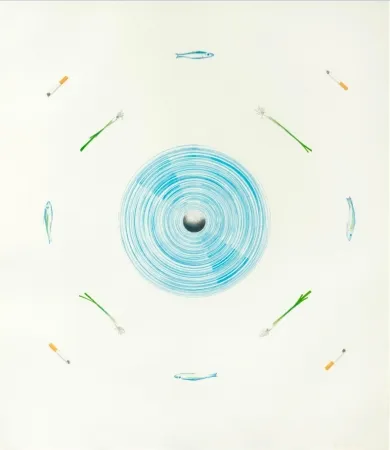 石版画 Ruscha - The fan and its surroundings