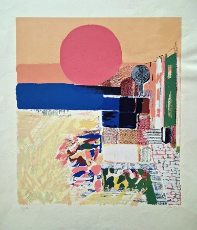 石版画 Saetti - Sole rosso