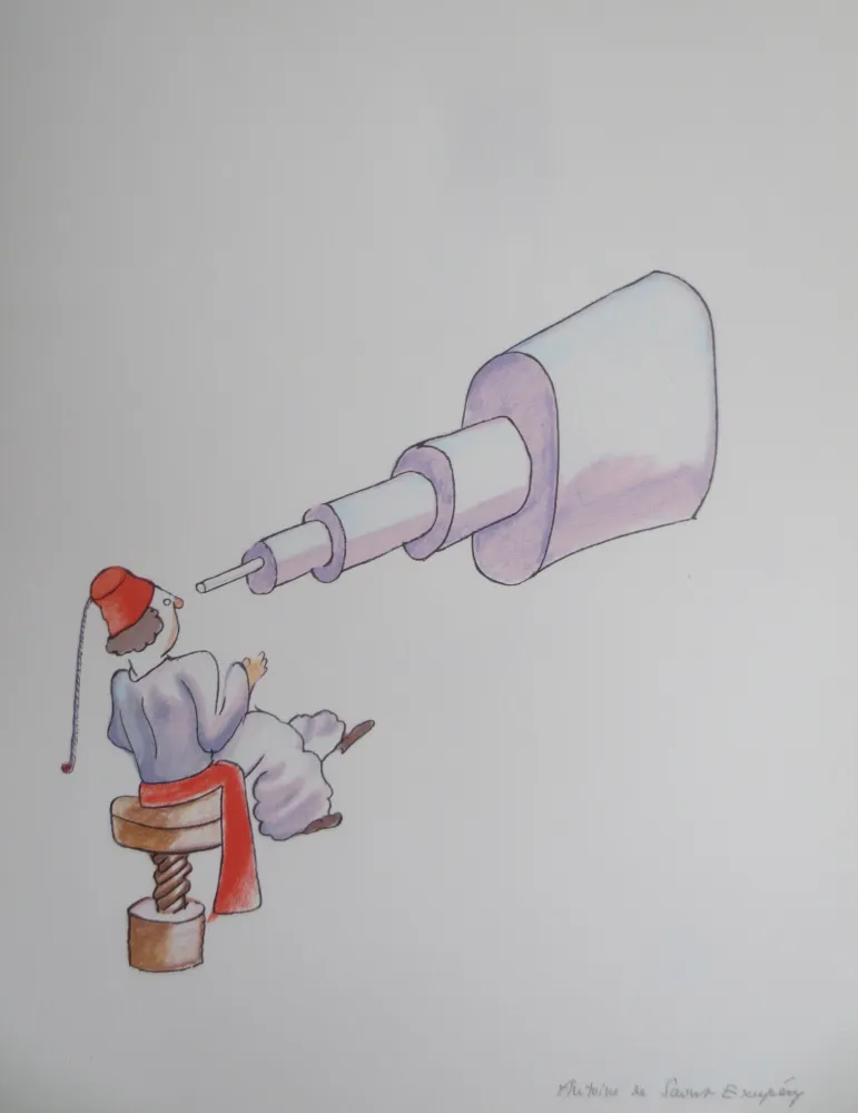 石版画 Saint-Exupéry - L'astronome