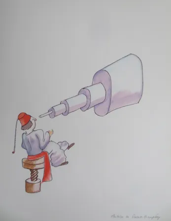 石版画 Saint-Exupéry - L'astronome