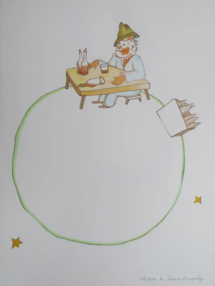 石版画 Saint-Exupéry -  le buveur