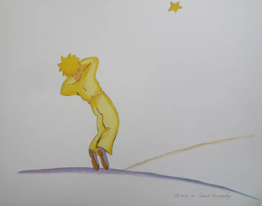 石版画 Saint-Exupéry - Le petit prince et l étoile