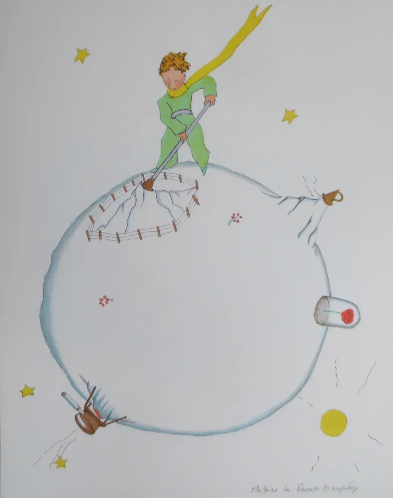 石版画 Saint-Exupéry - Le volcan