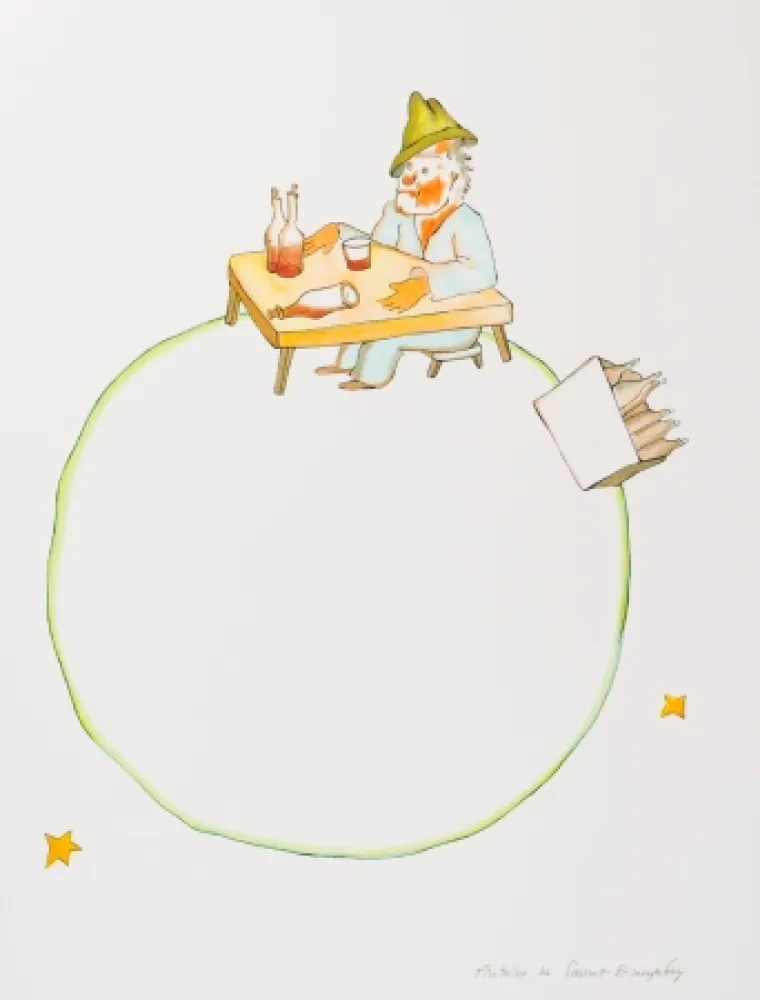 石版画 Saint-Exupéry - L'ivrogne