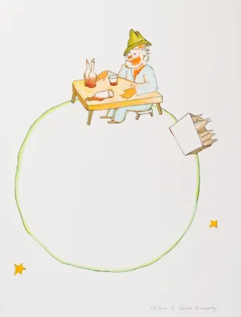 石版画 Saint-Exupéry - L'ivrogne