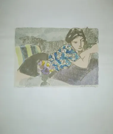 石版画 Salvadori - La camicetta blu