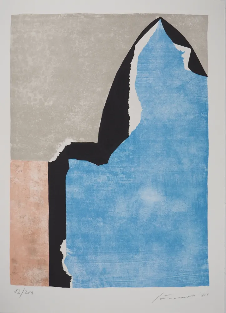 石版画 Santomaso - Composition