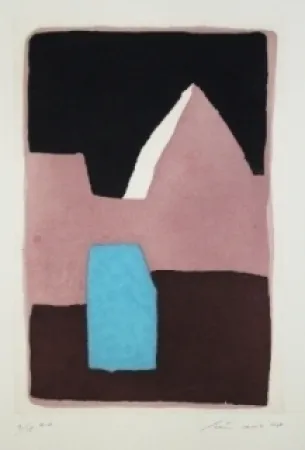 石版画 Santomaso - Composition 