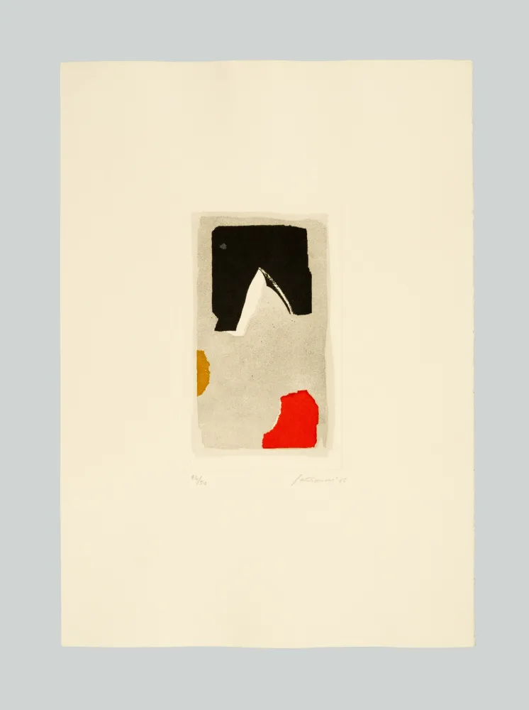 版画 Santomaso - Composizione rosso/nero