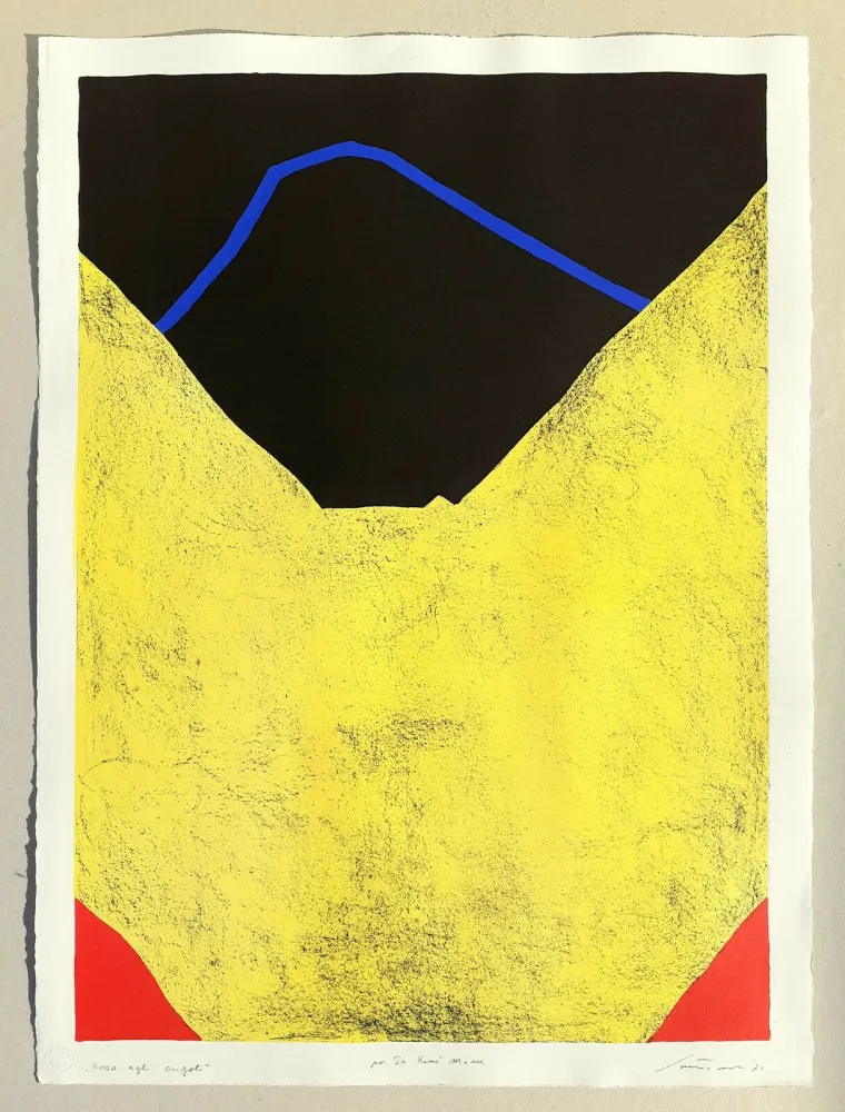 石版画 Santomaso - Rosso agli angoli