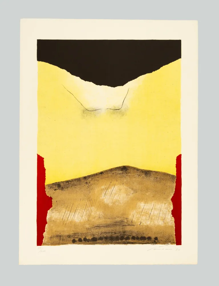 石版画 Santomaso - Rosso agli angoli