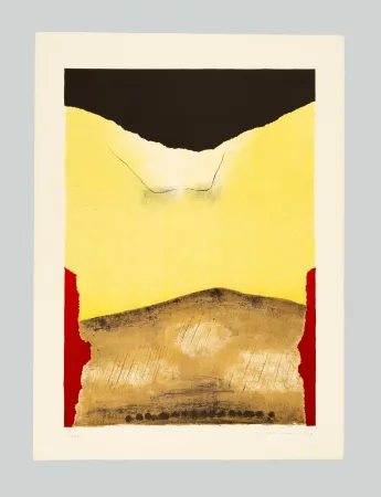 石版画 Santomaso - Rosso agli angoli