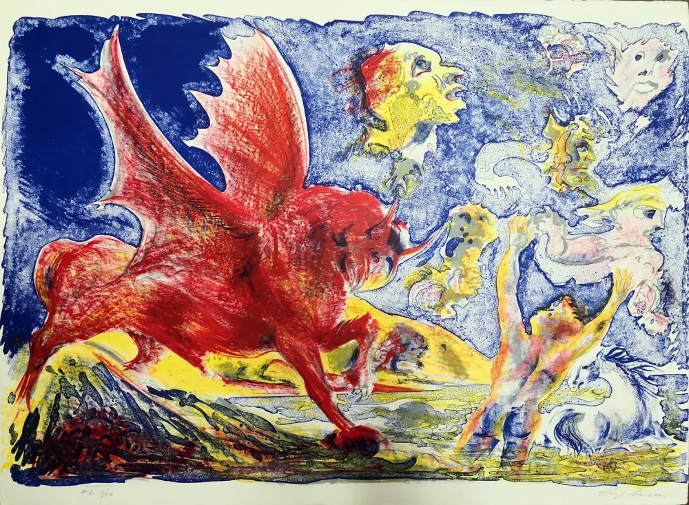 石版画 Sassu - Le chimere