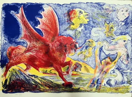 石版画 Sassu - Le chimere