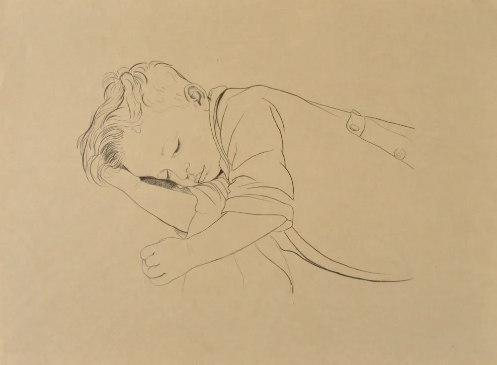 版画 Sauer - Enfant endormi