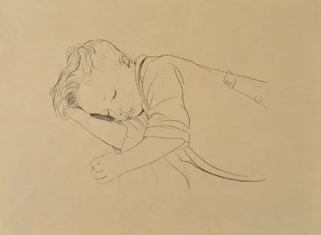 版画 Sauer - Enfant endormi