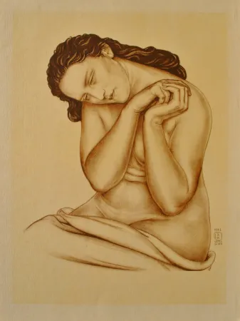 版画 Sauer - Modèle à la tête penchée