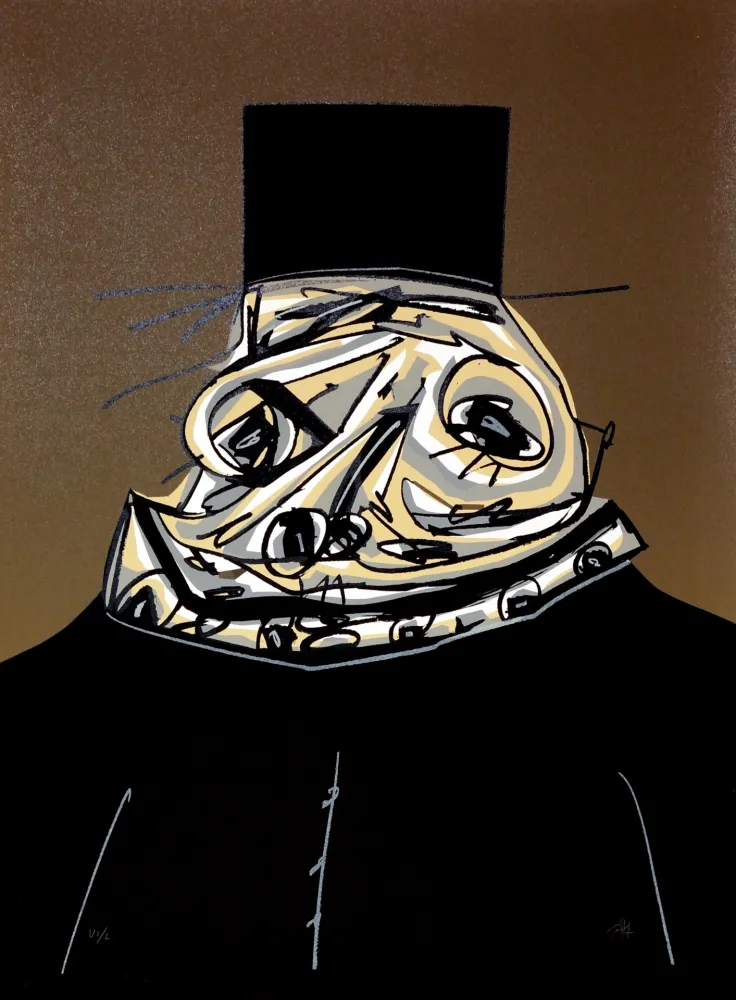 石版画 Saura - Philippe II,  Une chaire d'ombre