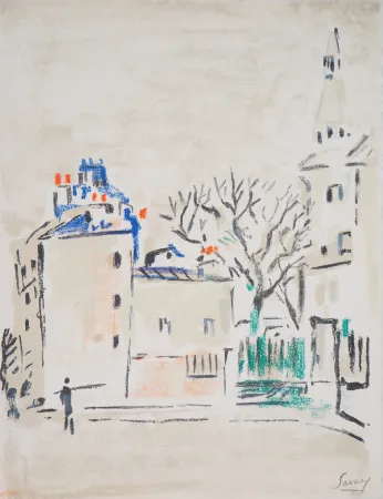 石版画 Savary - Paris, Derrière Montmartre