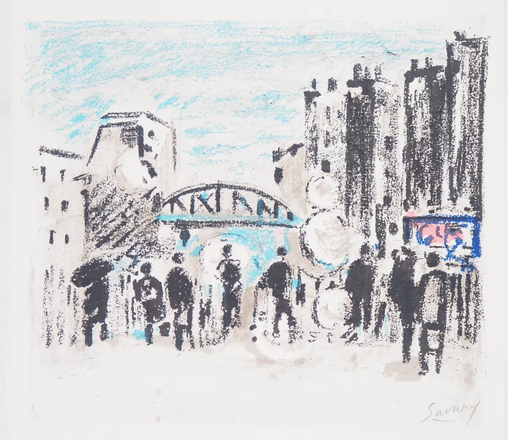 石版画 Savary - Paris, Vers Saint Lazare (Métro Rome)