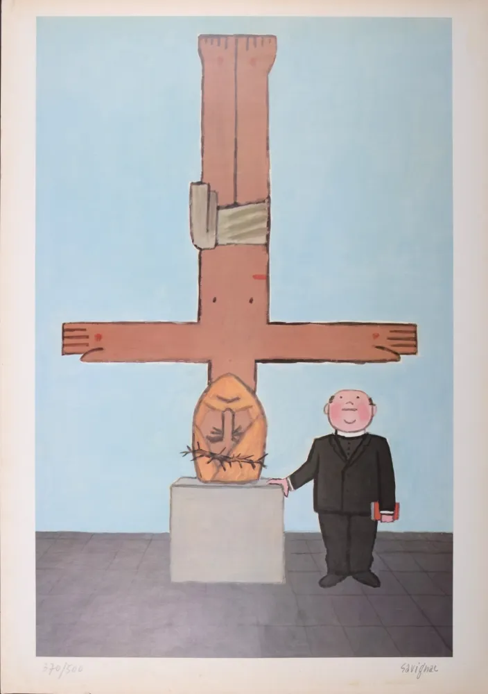 石版画 Savignac - L'Eglise