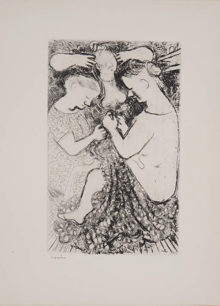 版画 Savin  - Les couturières