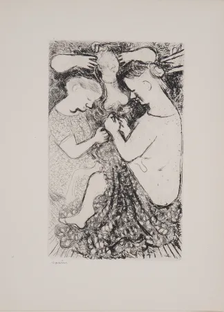 版画 Savin  - Les couturières