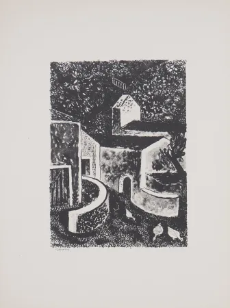 石版画 Savin  - Normandie, Village dans la Manche