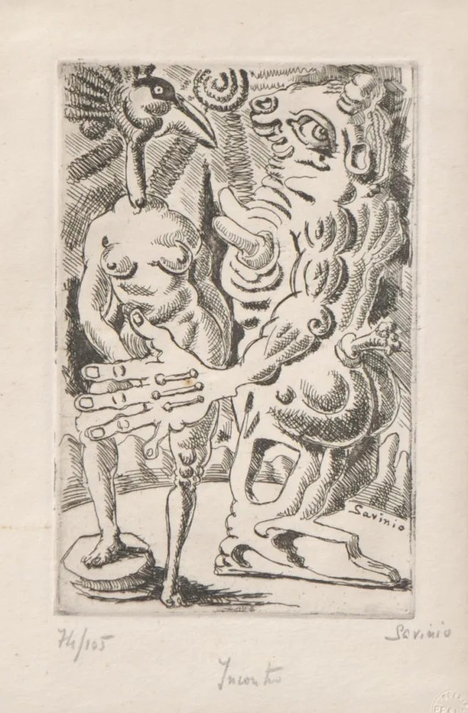 蚀刻版画 Savinio - Incontro
