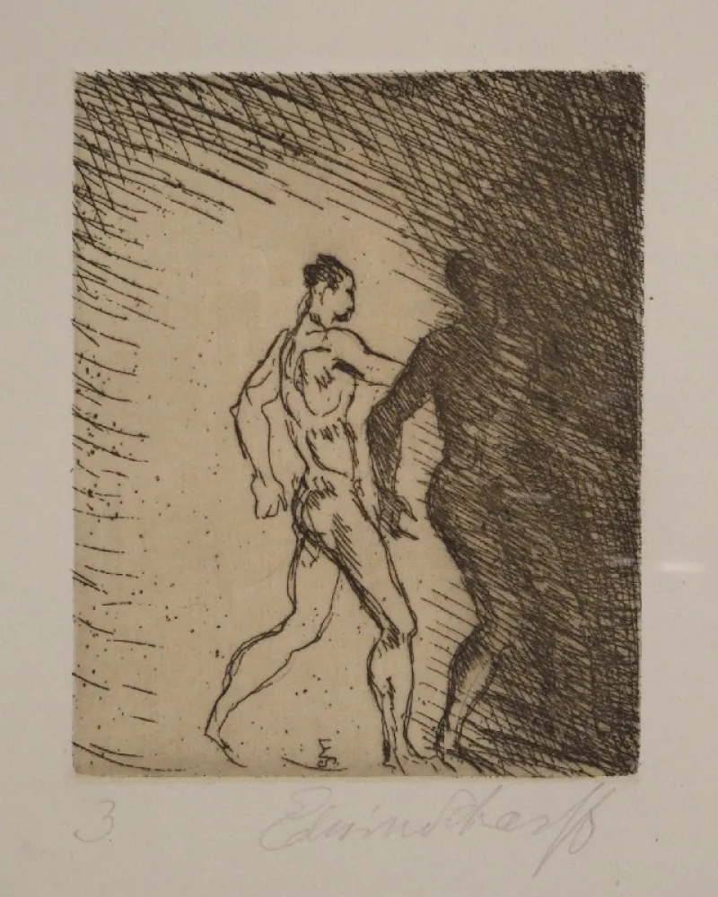 蚀刻版画 Scharff - Schreitendes Paar