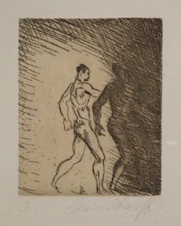 蚀刻版画 Scharff - Schreitendes Paar