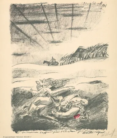 石版画 Scharff - Untitled, from Kriegsbilderbogen Münchner Künstler
