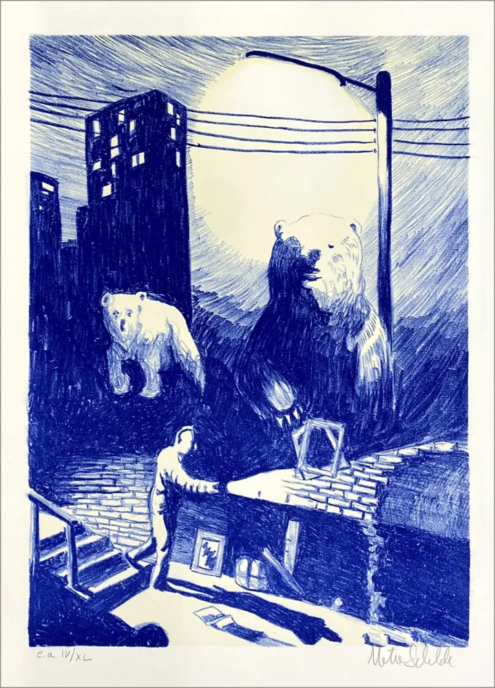 石版画 Schelde - Bears
