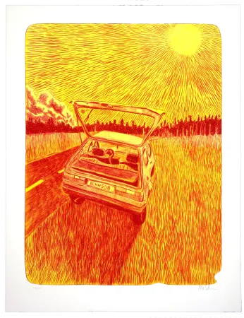 石版画 Schelde - Car