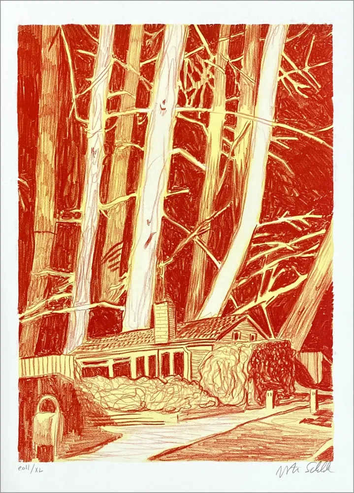 石版画 Schelde - House in the woods