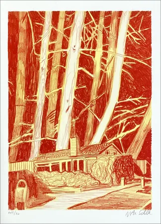 石版画 Schelde - House in the woods