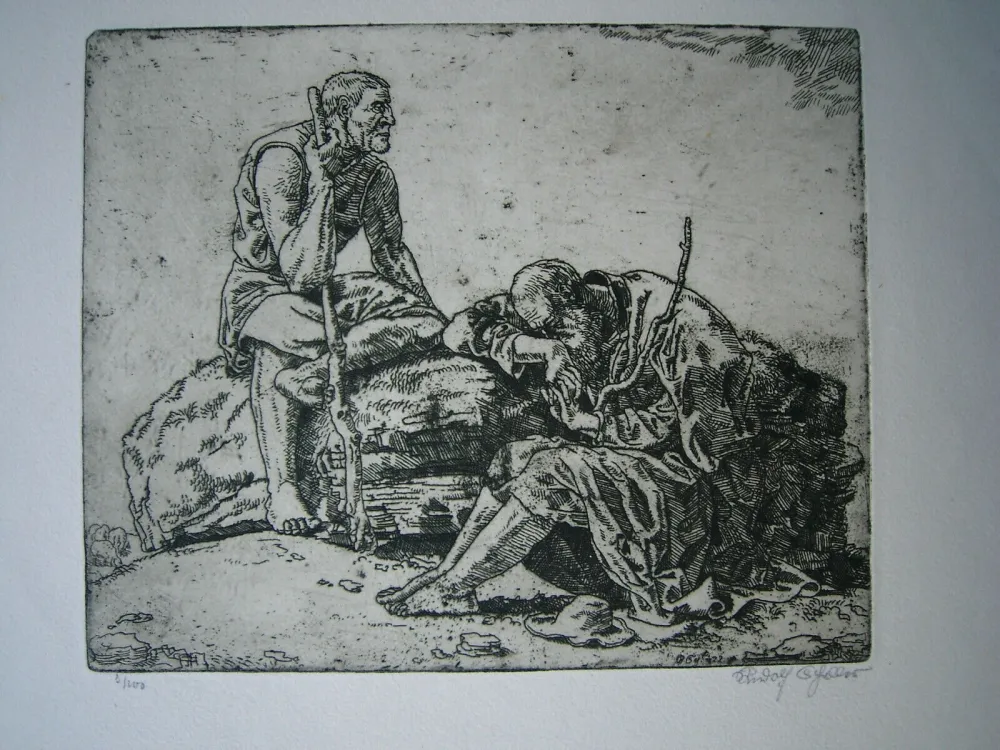 版画 Scheller - Zwei Hirten